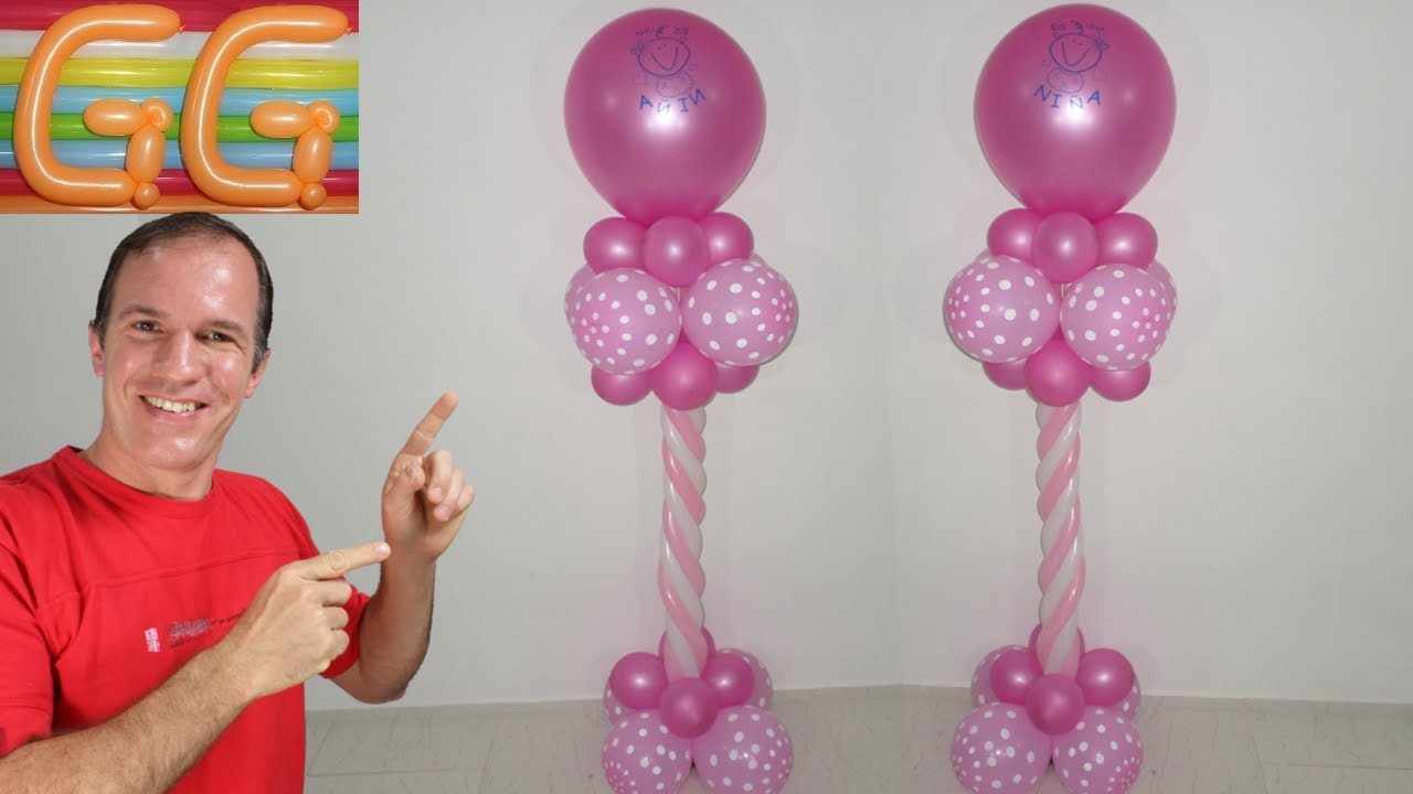 decoracion para baby shower - decoracion con globos - columnas de globos
