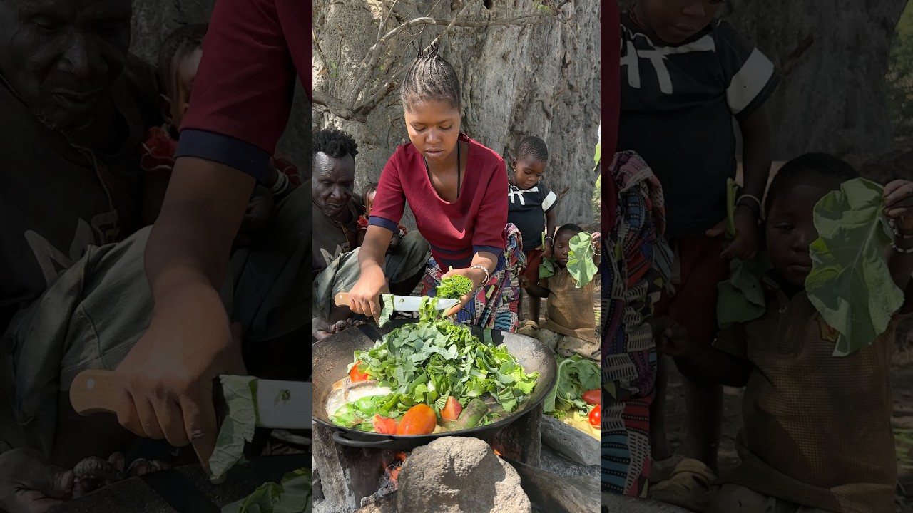 A Peaceful Kitchen ❣️ Hadza Mom and Daughters Cooking Together 
