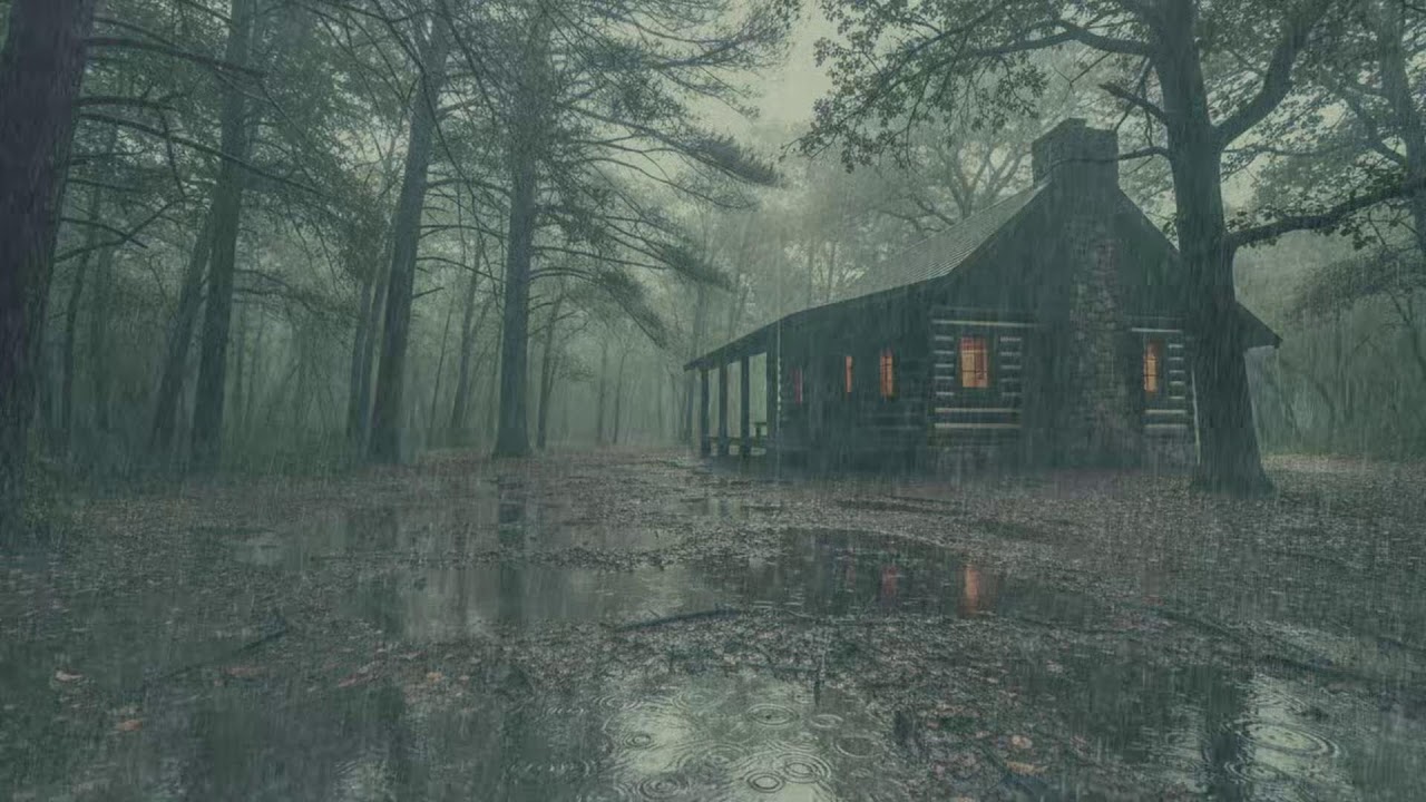 Night Rain in a Forest Cabin | Deep Sleep and Stress Relief
