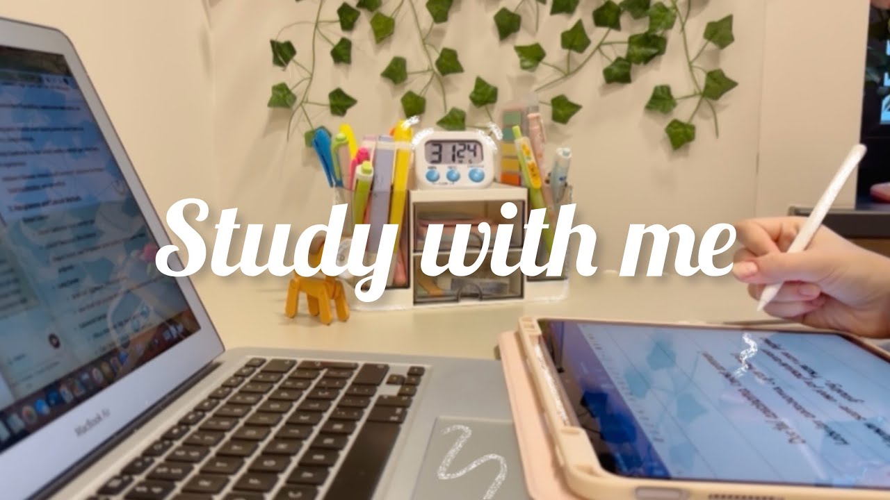 2 HOUR STUDY WITH ME | pomodoro 60/10 + rain sounds