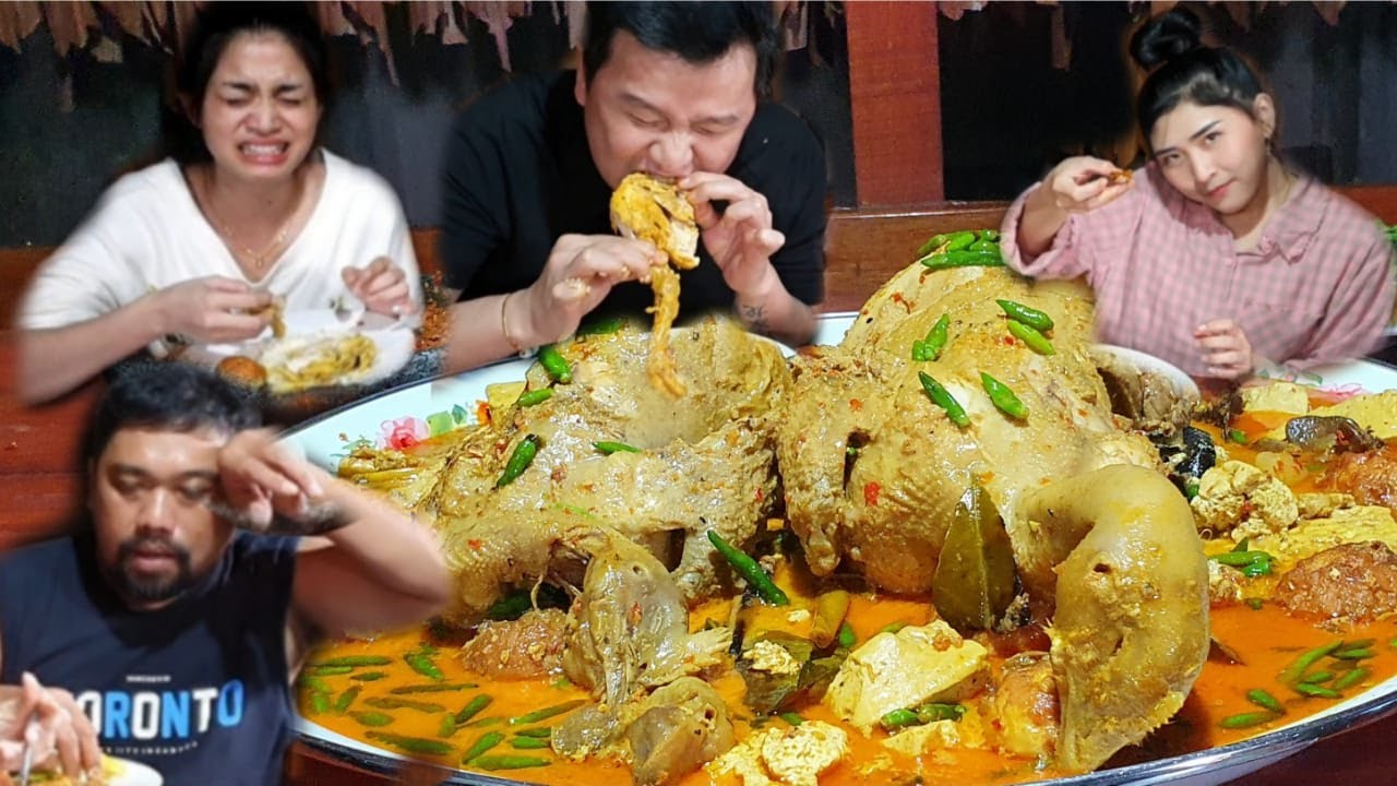 MUKBANG 2 WHOLE JUMBO CURRY CHICKENS, SUPER SPICY, REALLY DELICIOUS!!