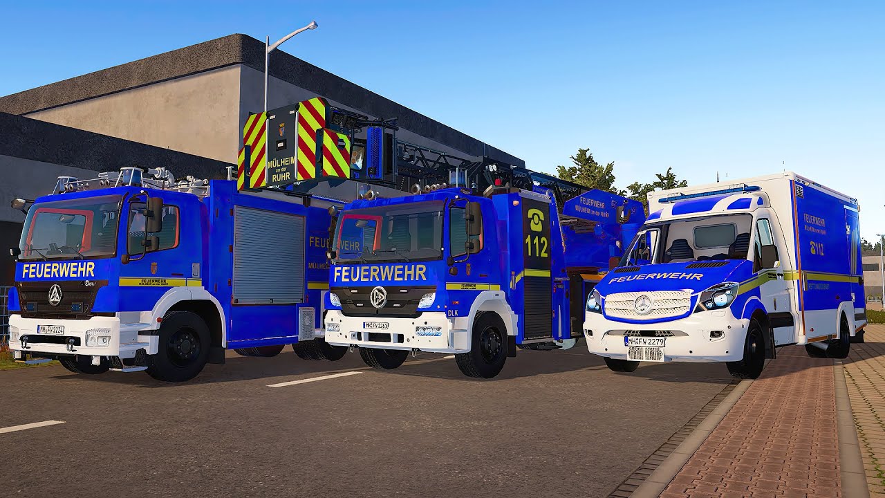Blue Emergency Call 112 - Bonn Firefighters, Ambulances on Duty! 4K