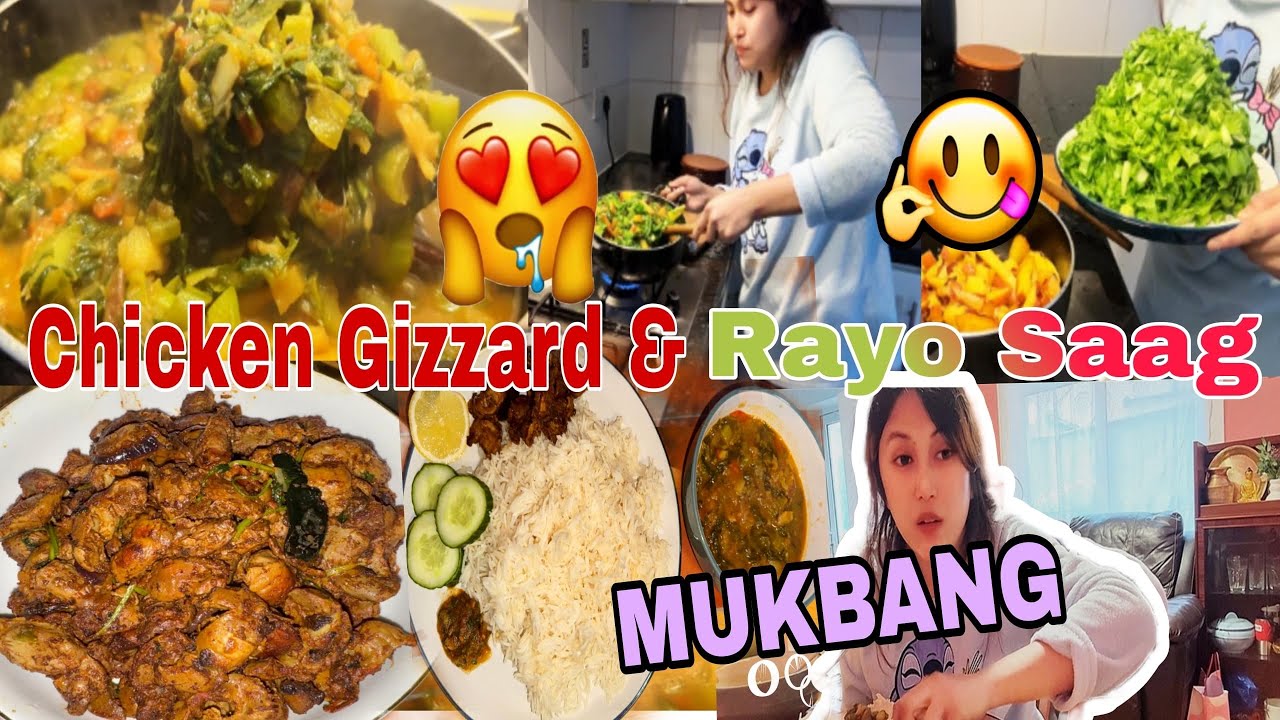 🔥 SPICY Chicken Gizzard & Rayo Saag Mustard Greens Mukbang - More Flavor Than You Can Handle! 🌶️🐔