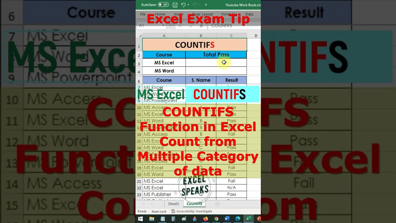 Excel COUNTIFS Function, How To Use COUNTIFS Function in Excel, Count Values From Different Range