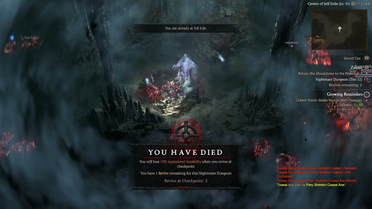 Can a NO MINIONS thorns Necro survive Tier 52 NM Zenith dungeon? (Diablo 4)