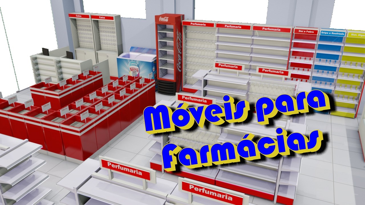 Móveis para Farmácia - Projeto 3D - Cliente: José Fernandes