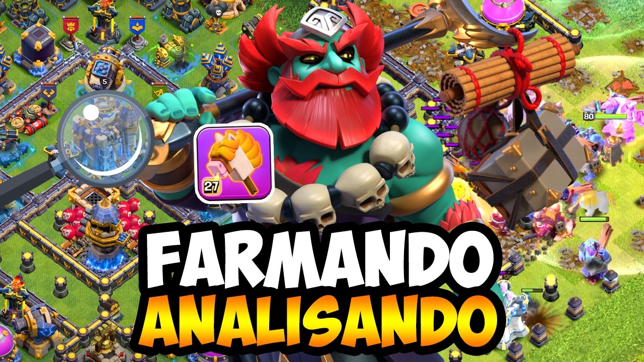 PUSH CV18 COM CAVALO DE PAU E ANALISANDO VILAS NO CLASH OF CLANS!