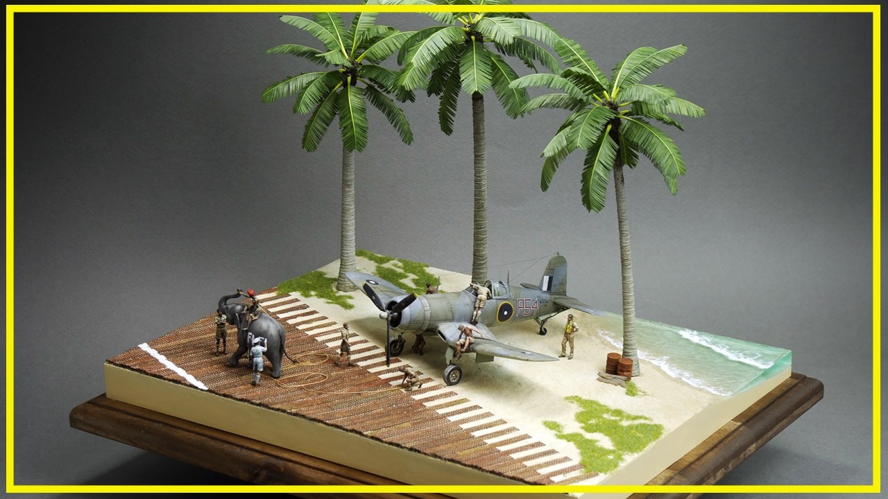 Diorama Build 1/72 Elephant and Corsair Mk.II (F4U-1A) at beach scenery -With Elegoo Saturn 4 Ultra.