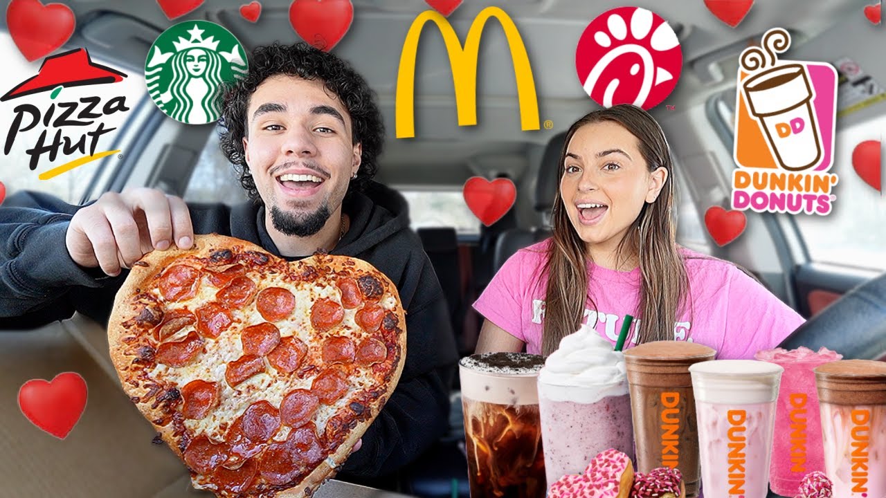 Eating Only VALENTINE'S DAY Fast Food Items For 24 Hours!!