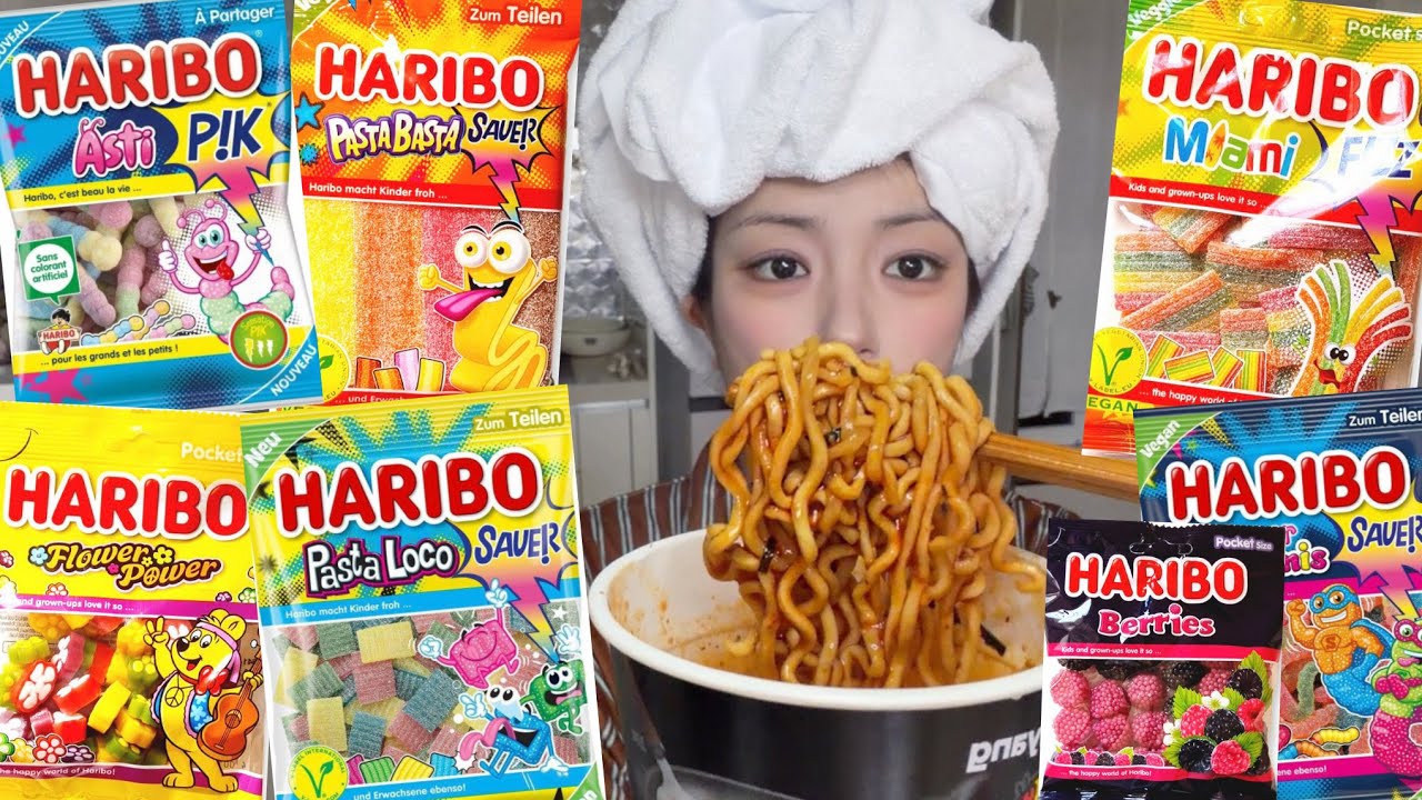 하리보 신상! 한국에 없는 하리보 사우어 젤리 리뷰 근데 이제 불닭을 곁들인