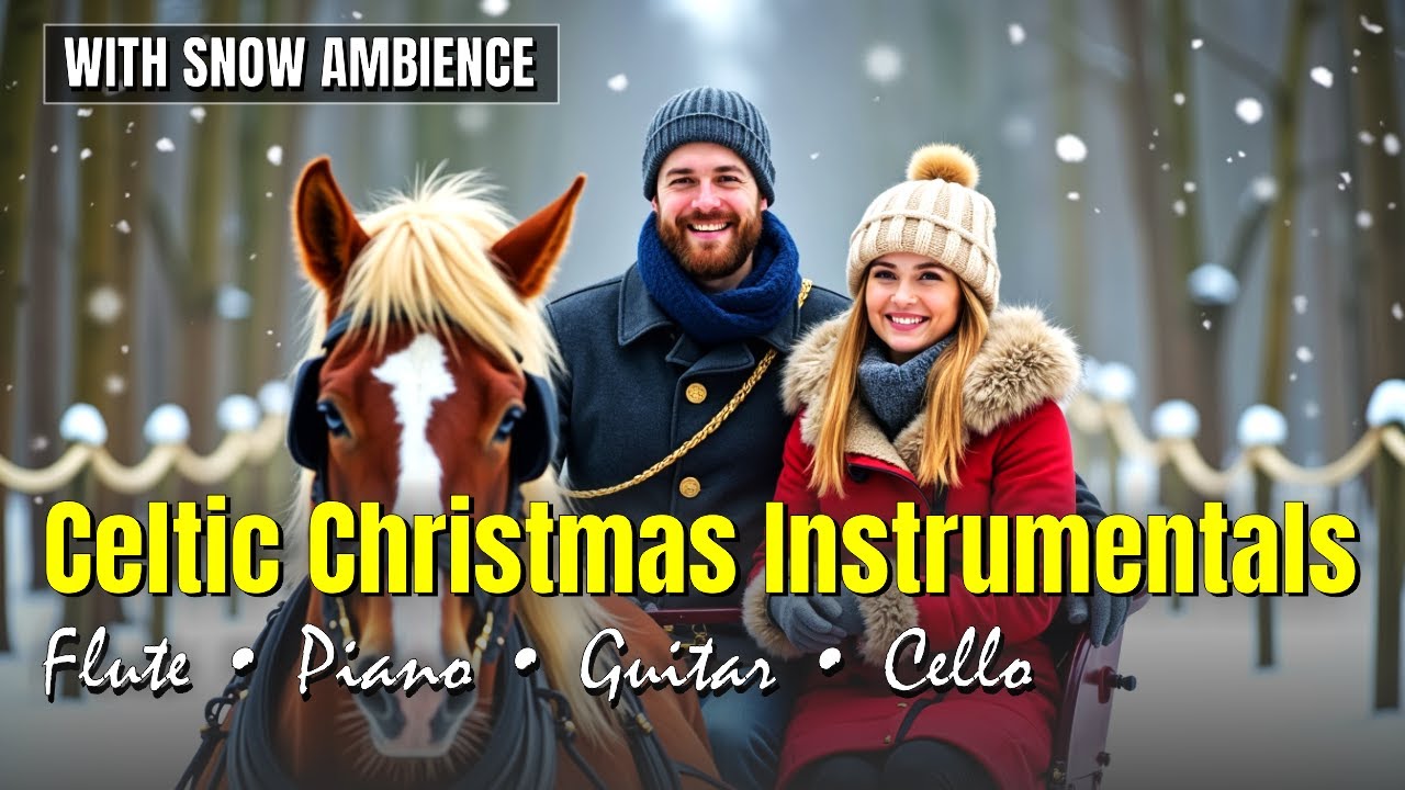 Celtic Christmas Music with Snow Ambience| Instrumental Background Music for Study, Focus (No loops)