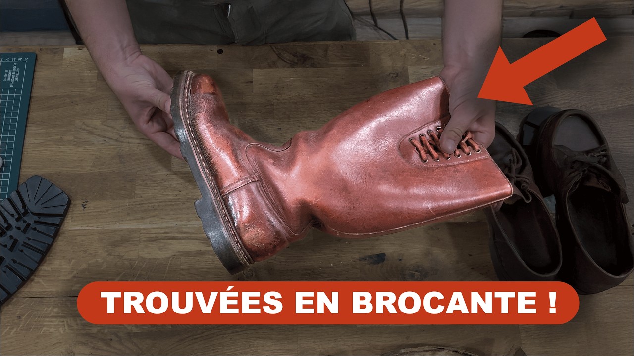 Travail de cordonnerie sur de vielles Paraboot trouvées en brocante !