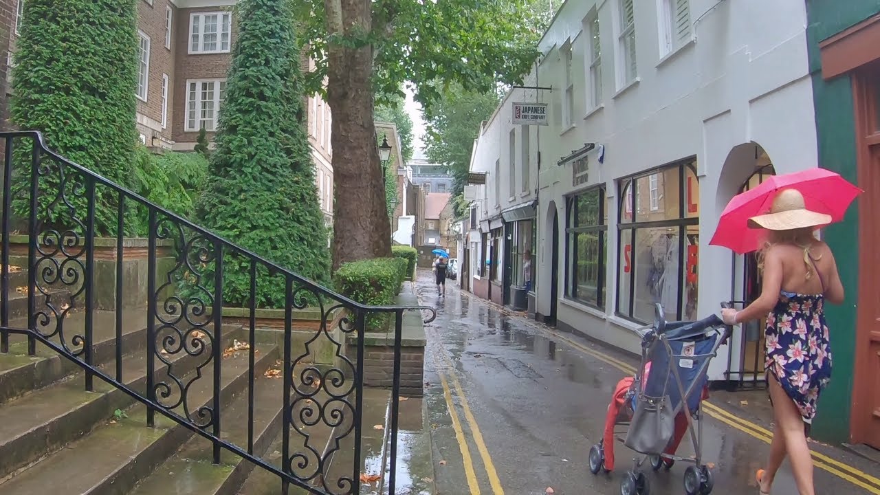 Rainy Afternoon, London Kensington Side Streets - 4K Walk