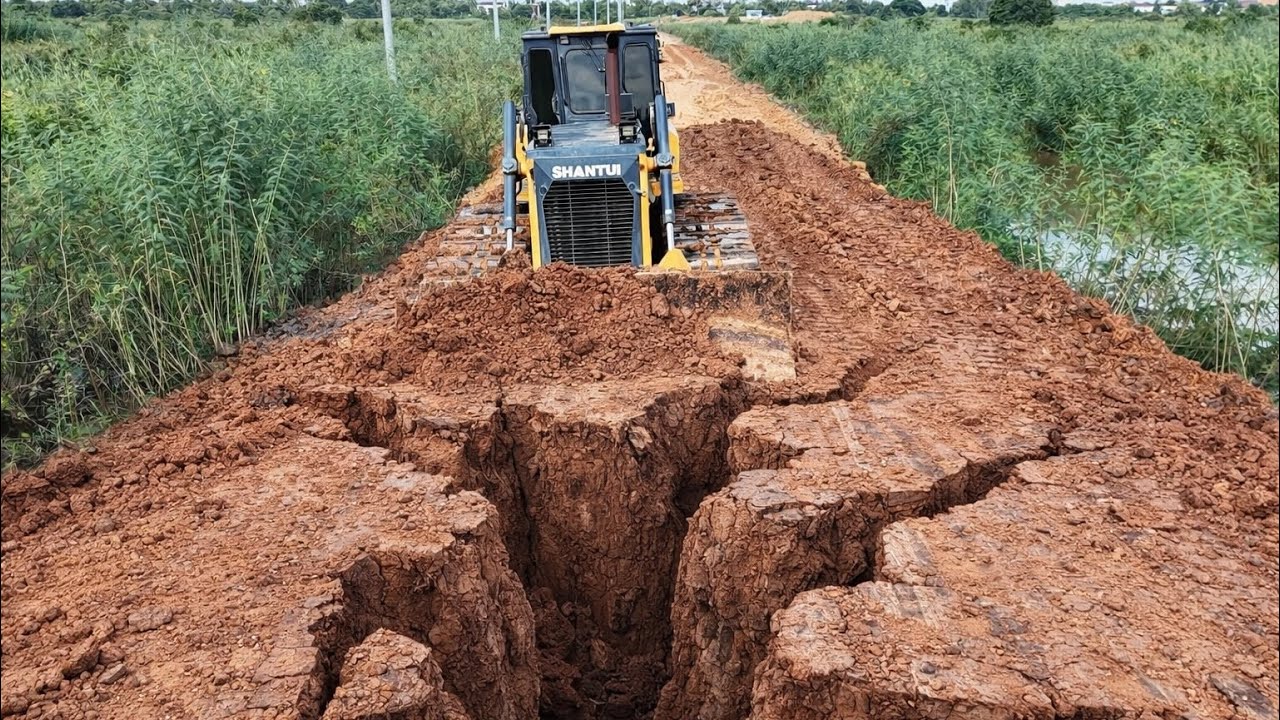 Incredible!! Activity of repairing damaged roads by Using Bulldozers SHANTSU pushing And backfilling