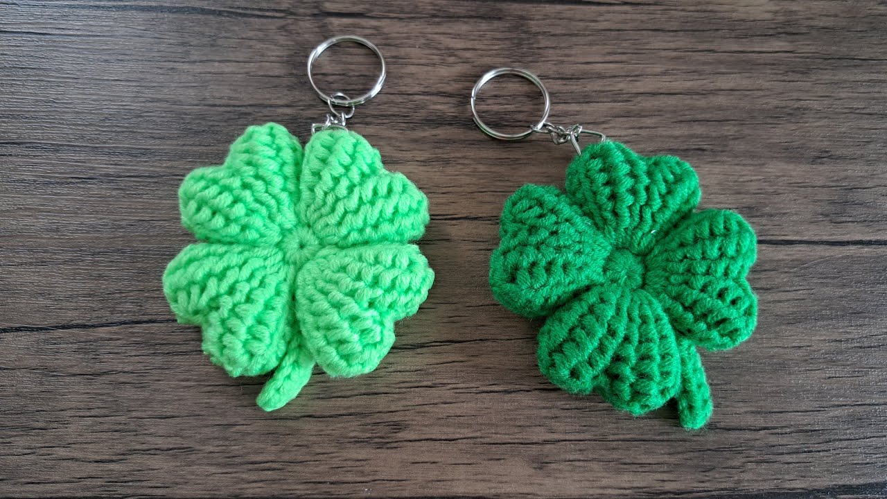 Crochet 4 Leaf Clover Keychain Tutorial | Crochet & Crafts Therapy