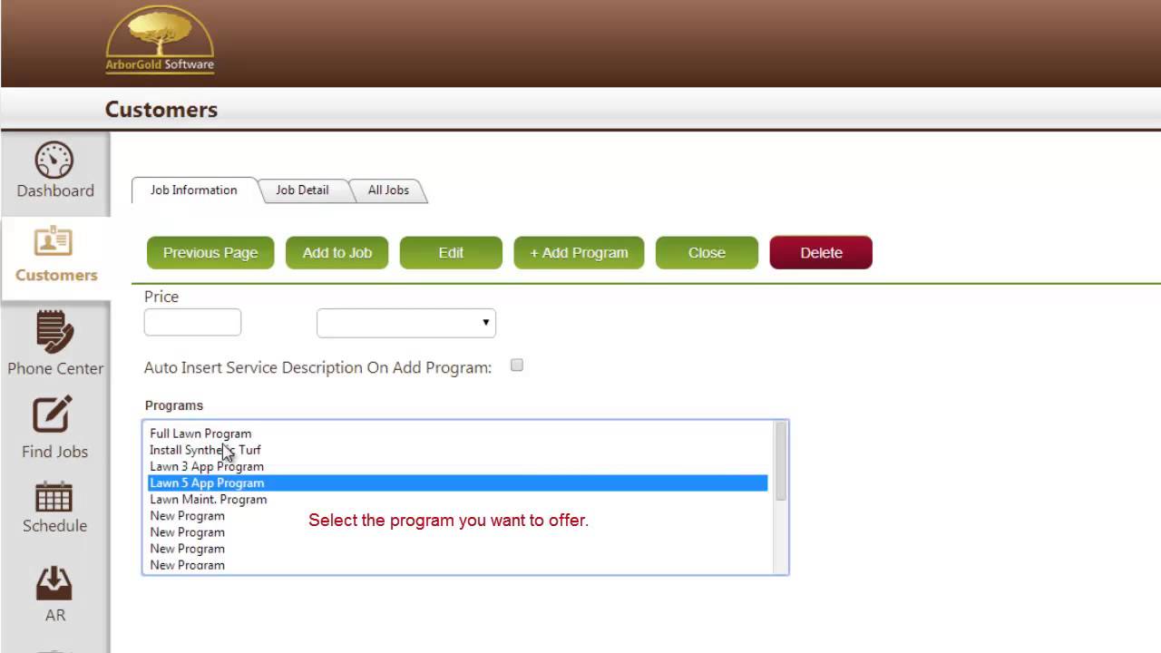 ArborGold Software - How to enter a lawn care program proposal