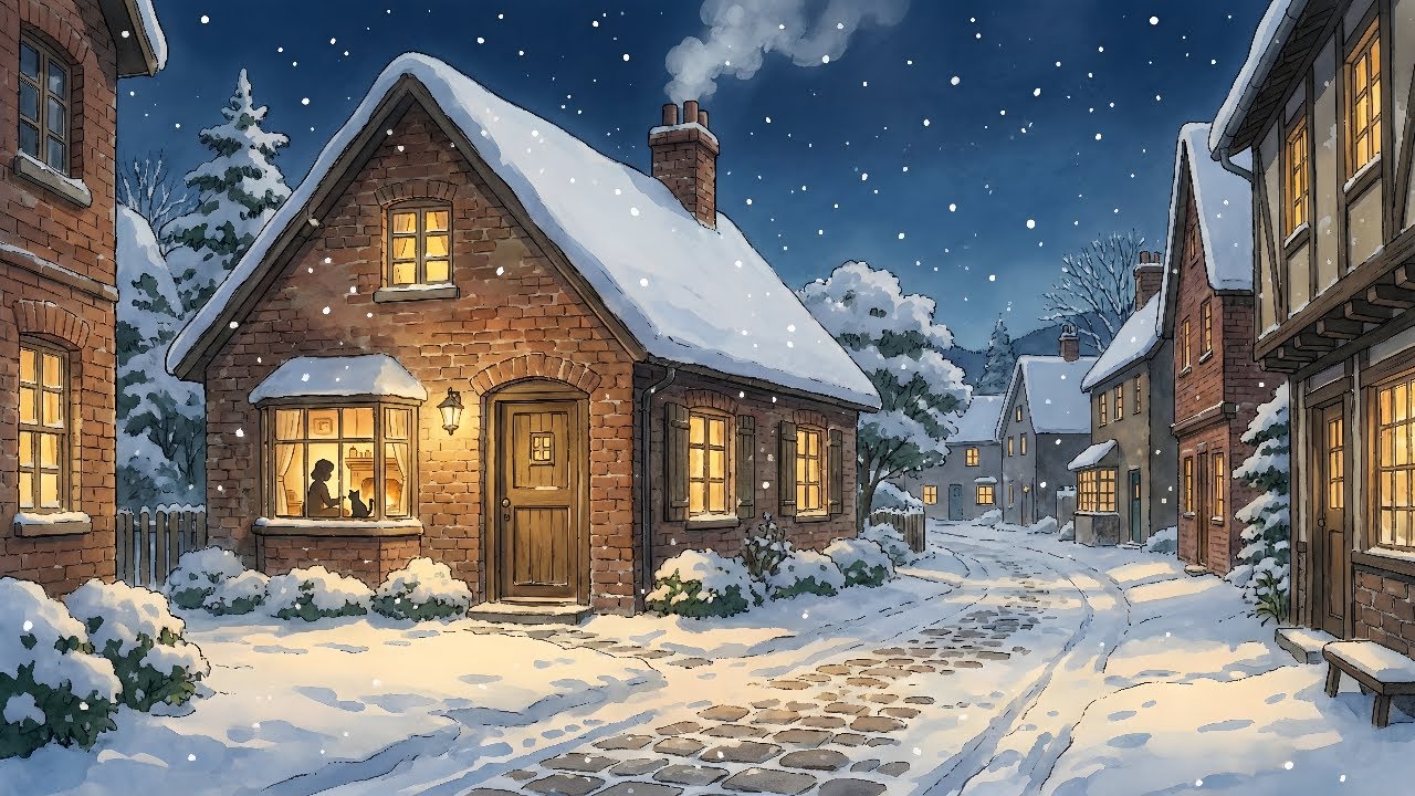 [Ghibli Style] A Snowy Night: Dad’s Warm Fire and a Tiny Guest