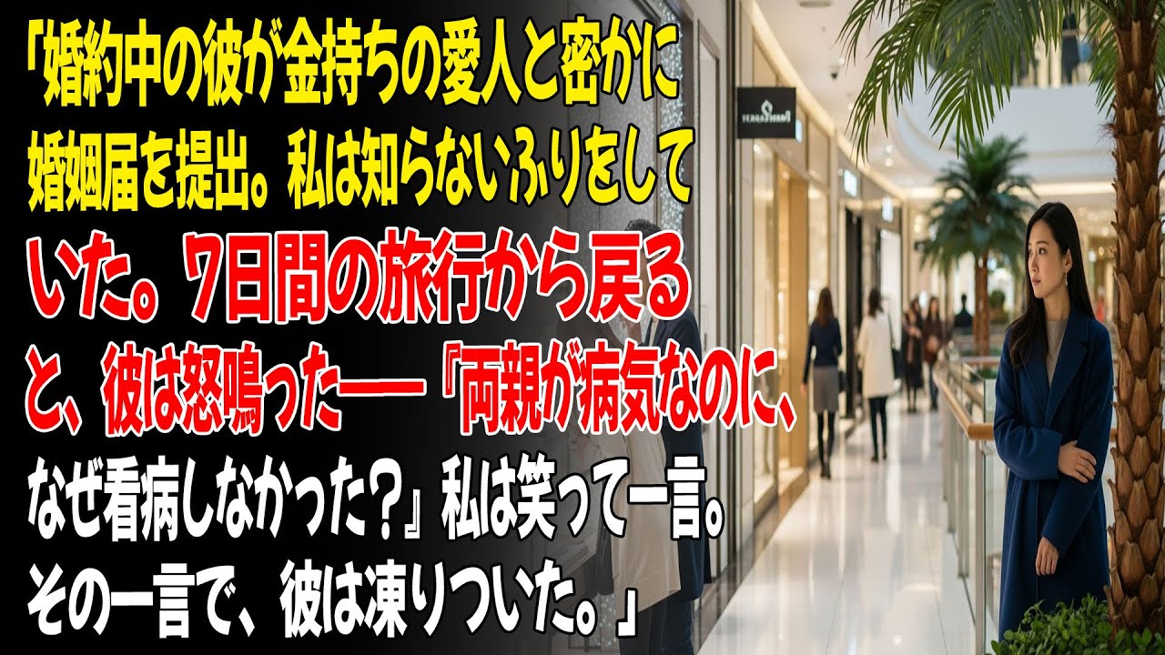 💕「婚約者の夫が、裕福な愛人とこっそり婚姻届を提出していた。私は知らないふりをして7日間旅行に出かけ、帰ってきたとき、彼は完全に発狂していた。」😡 ...ㅣ黄昏恋ㅣ老後の物語ㅣ再婚