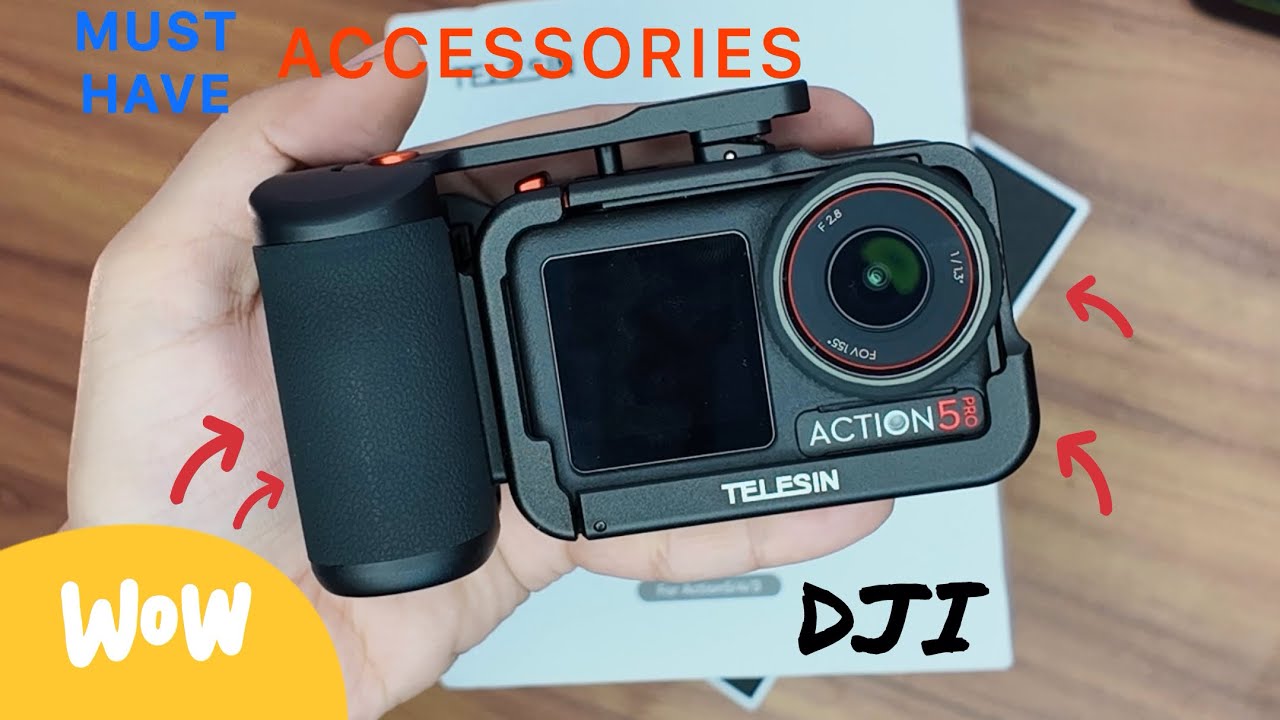 TELESIN Camera Grip Holder Set for DJI Osmo Action 5 Pro / 4 / 3 | Metal Aluminium Alloy