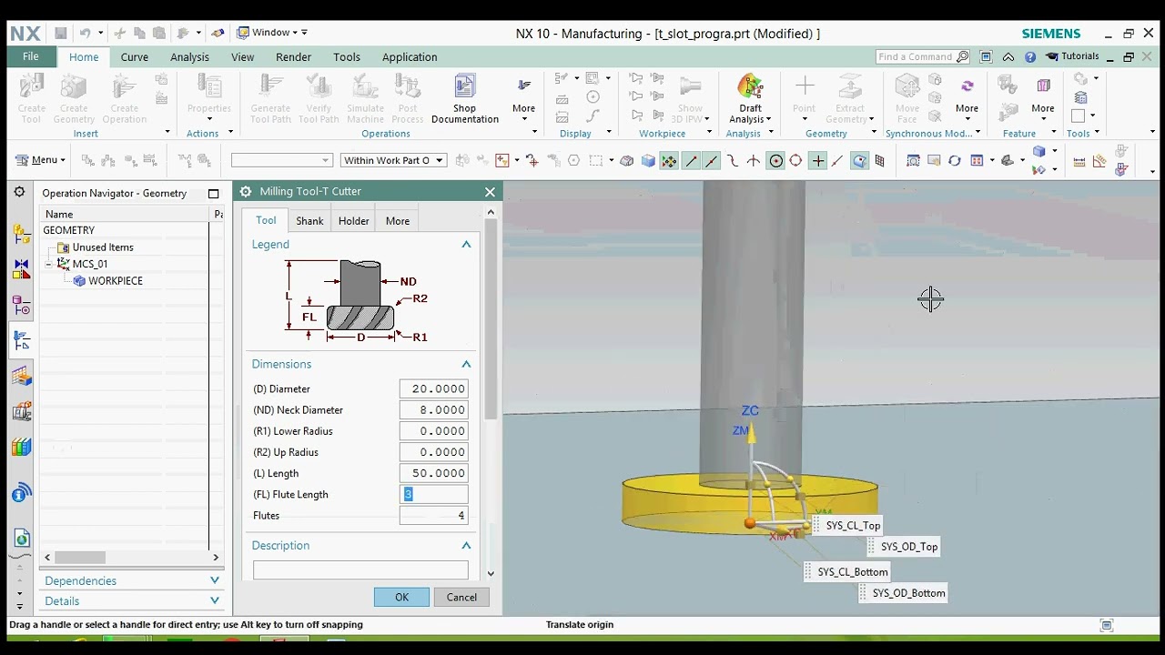 T slot Program in  NX