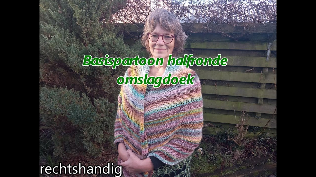 Breien - tutorial #566: Basispartoon halfronde omslagdoek