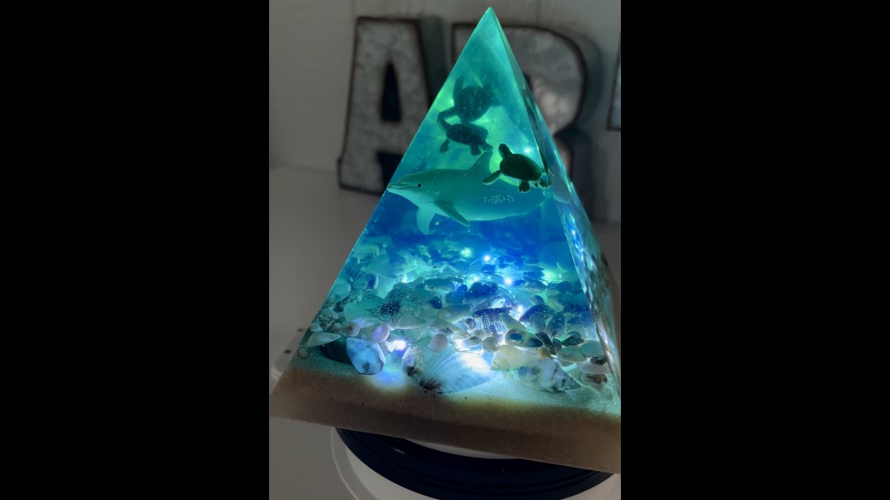Ocean Themed LIGHT UP Resin Pyramid Tutorial- by Karen Governale