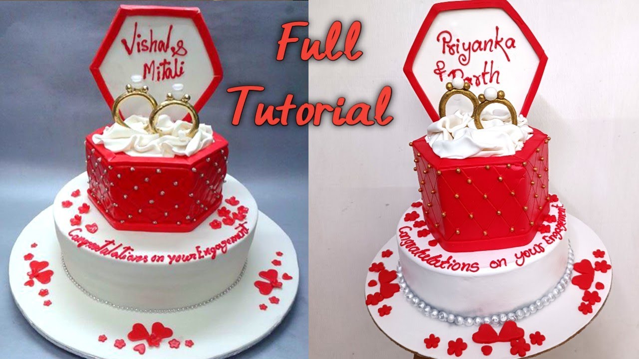 Engagement Ring Ceremony Cake With 3D Finishing Without Fondant | Engagement Cake With Ring Box