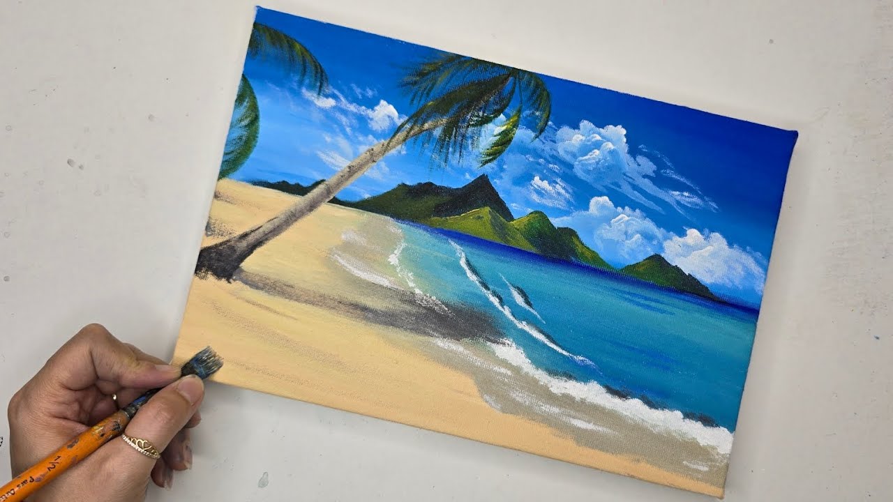 Easy way to paint beautiful paradise/easy acrylic painting 