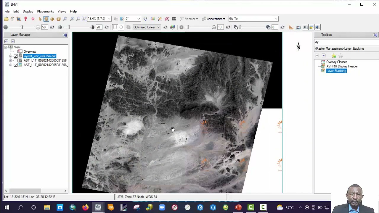 RS lecture 23 - layerstaking and Resampling of the Aster Image