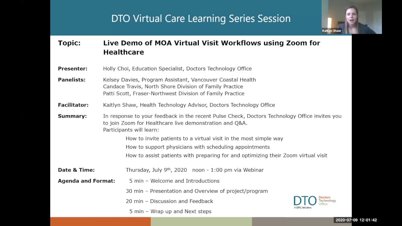 Live Demo of MOA Virtual Visit Workflows using ZOOM for Healthcare - July 9 Learning Series Webinar