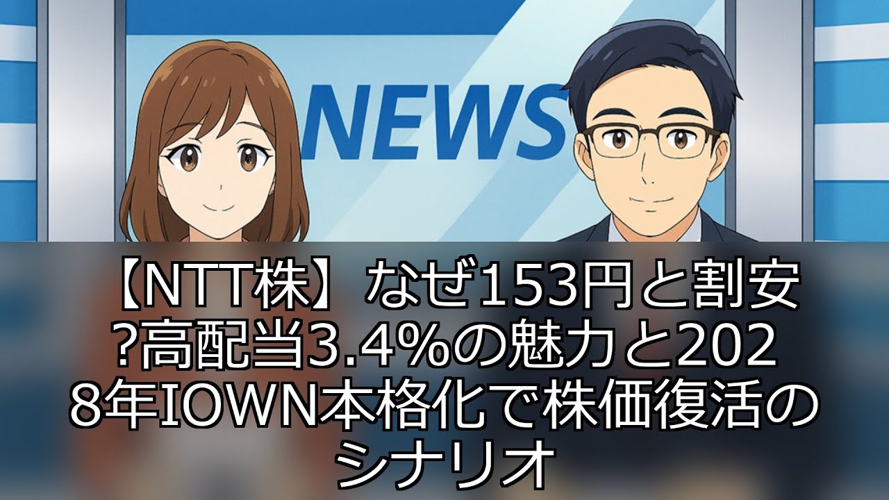 【NTT株】なぜ153円と割安?高配当3.4%の魅力と2028年IOWN本格化で株価復活のシナリオ