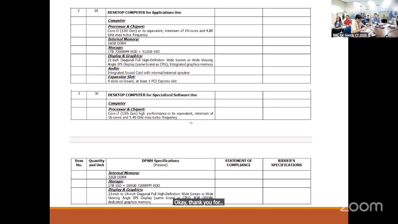Procurement Livestream for DPWH Central Office Goods and Services Division on January 14, 2026