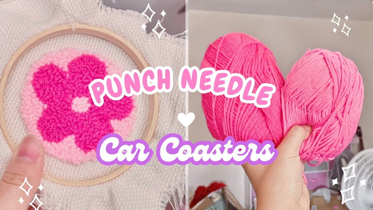 Easy Beginner Punch Needle Project! Aesthetic Car Coasters