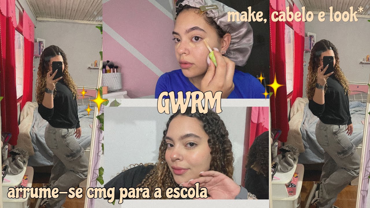 arrume-se comigo para a escola 📚✨ ~ make, look e cabelo 