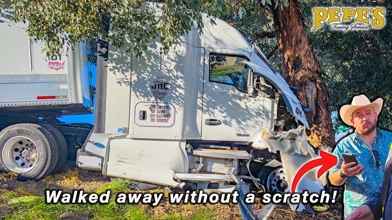 Huge Freeway Accident Sends Semi Into a Tree!