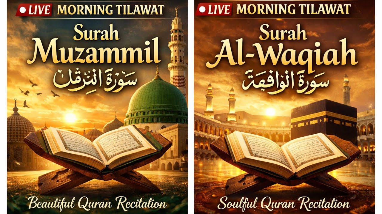 🔴 Live QURAN , Surah Muzammil , surah Waqiah