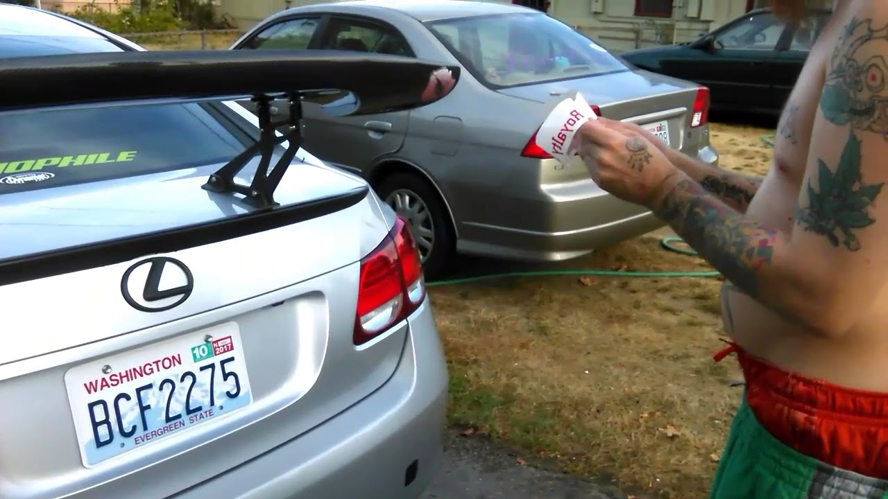 Applying the garage amino decal