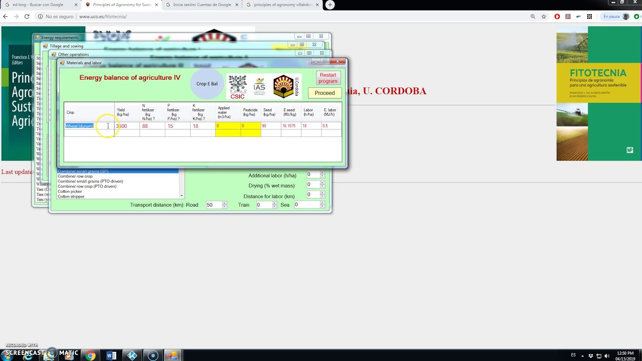 Tutorial Crop E Bal (energy input/output of agriculture)