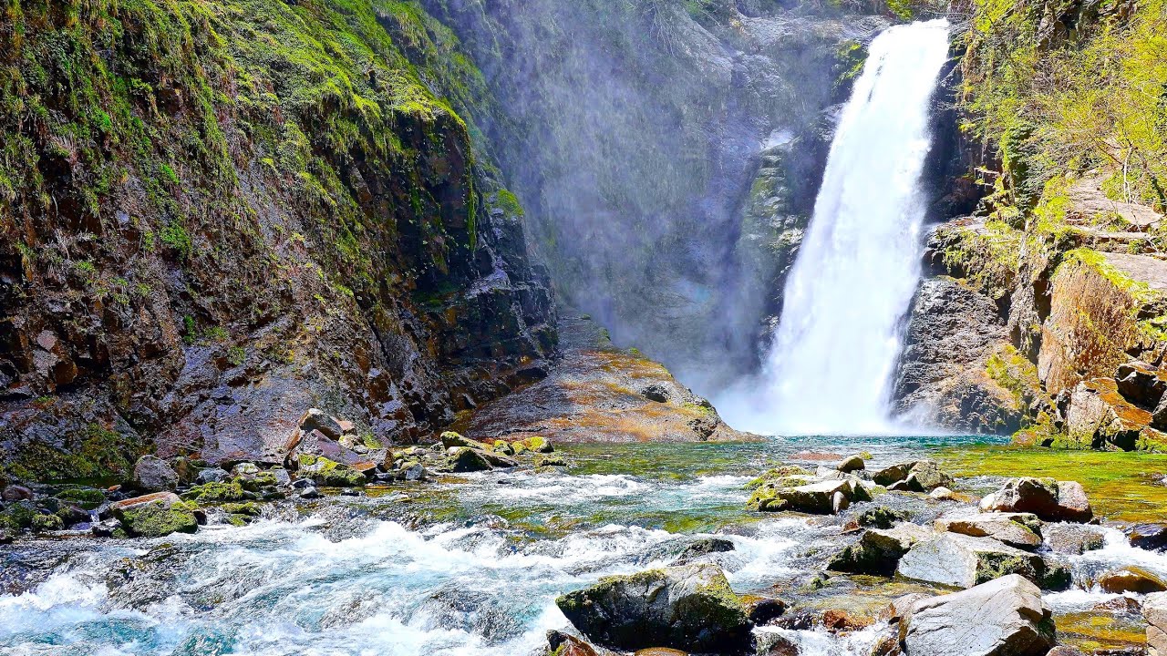 Waterfall - 4K, 1 hour, relaxing nature sounds, 秋保大滝, 清涼感, 癒し, リラックス, １時間