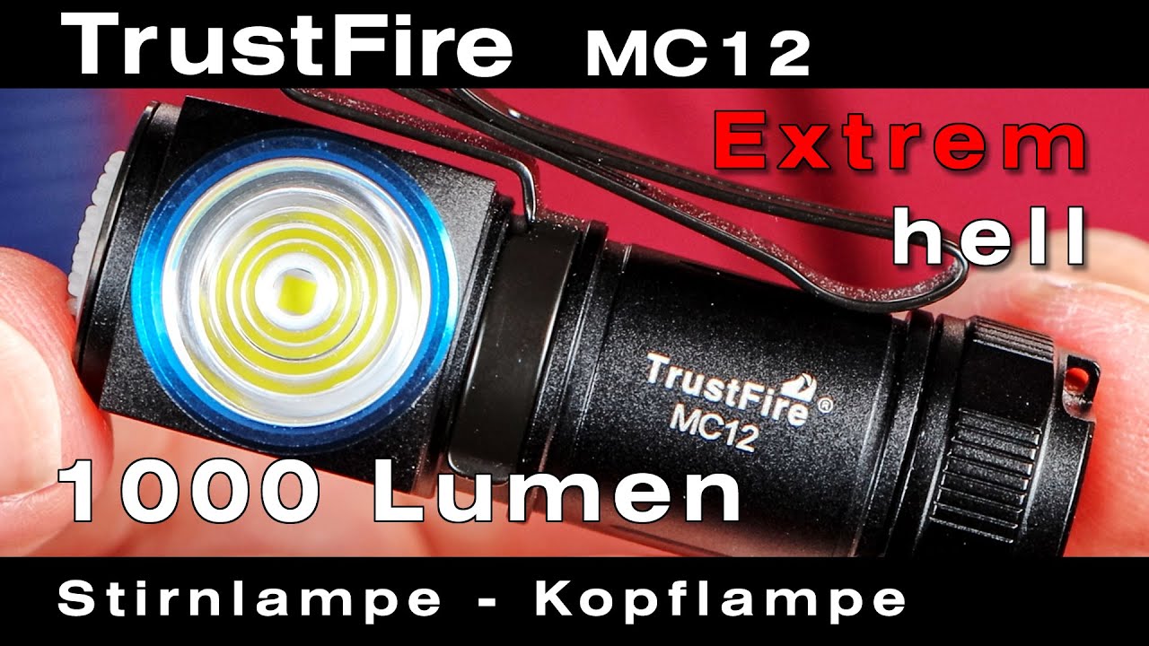 TrustFire MC12 Stirnlampe mit Cree LED. Extrem helle & kleine Kopflampe für Hobby, Beruf & Reise