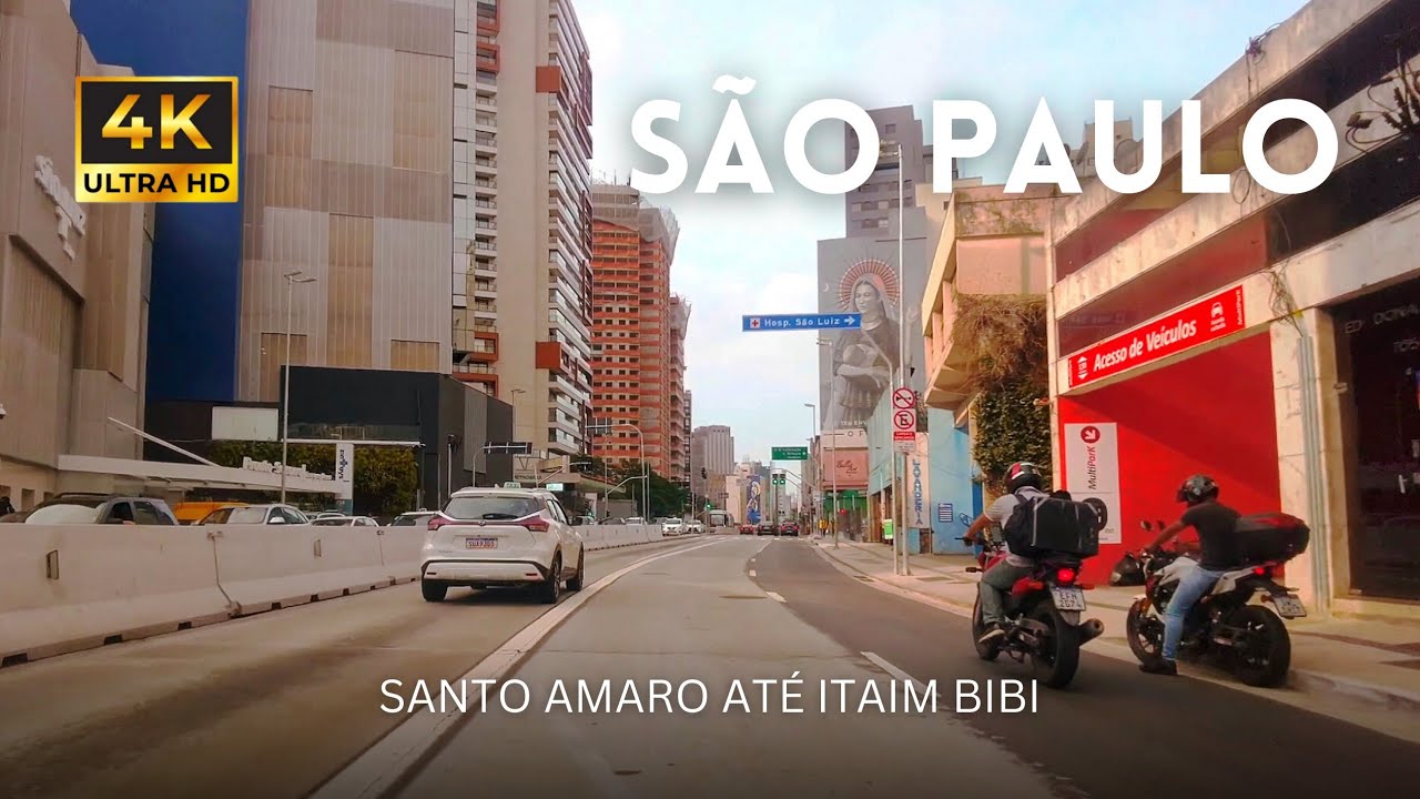 Dirigindo de Santo Amaro até Itaim Bibi, São Paulo 4K