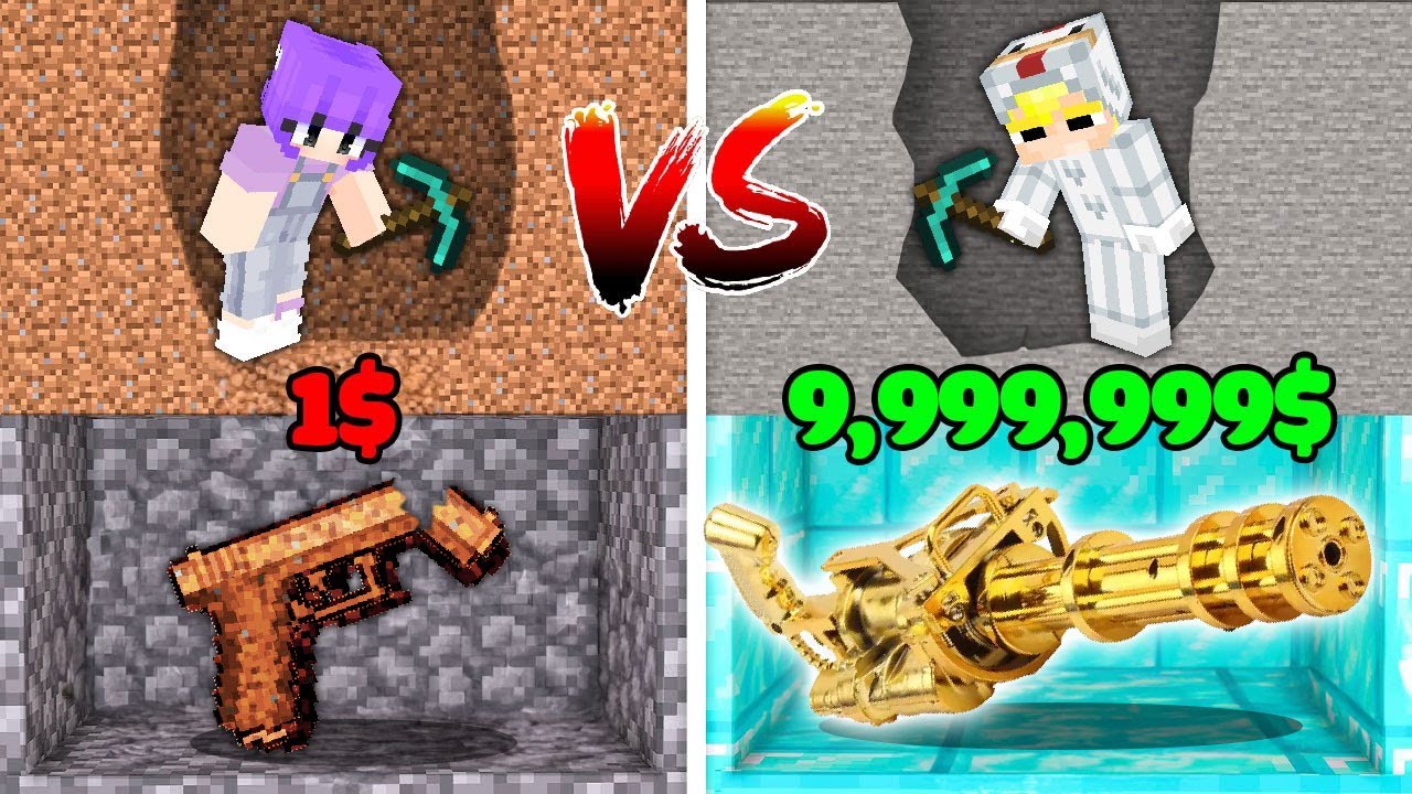 Tô Gà Thử Thách Đào Vũ Khí 1$ Tới 1.000.000$ Trong Minecraft