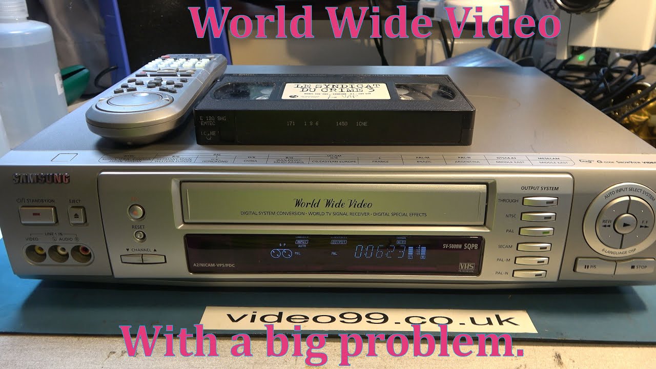 Not any old VHS machine. Samsung SV-5000W Worldwide video recorder. Snow on picture.