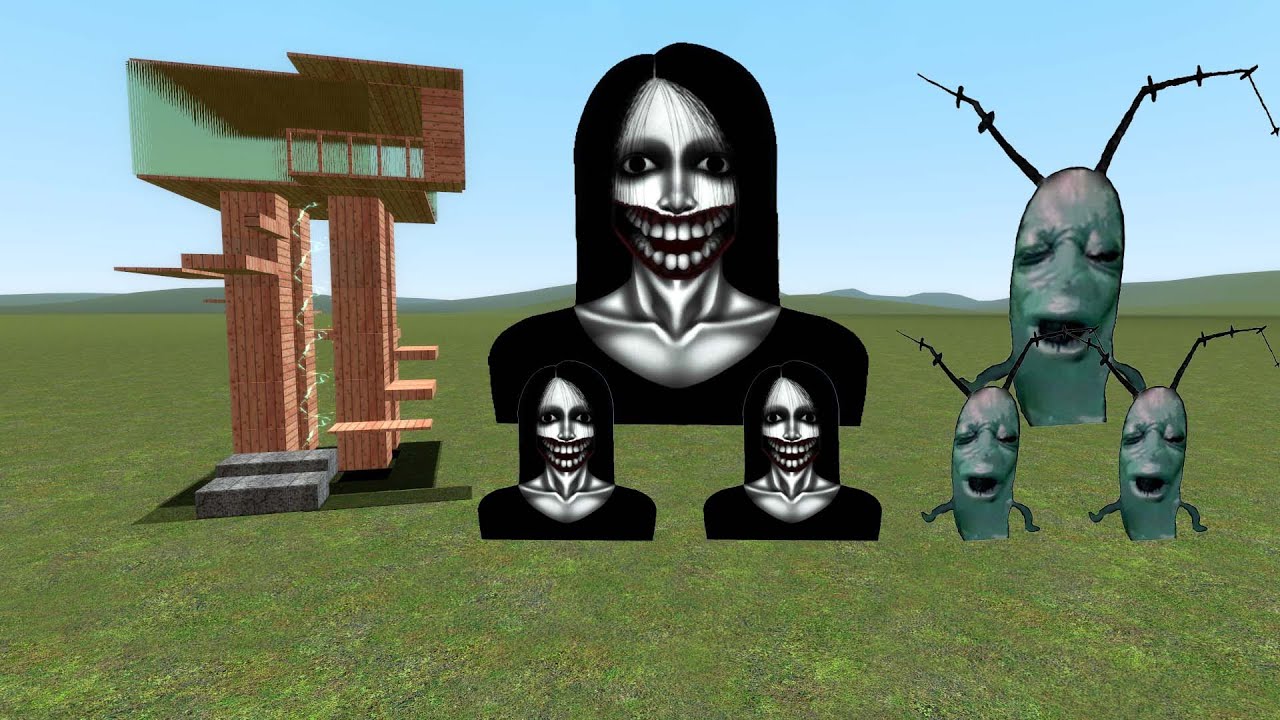 Kuchisake Onna And Plankton Vs Towers In Garry's Mod