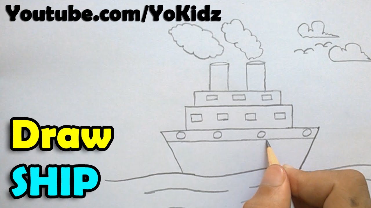 How to draw a Ship - Step by step