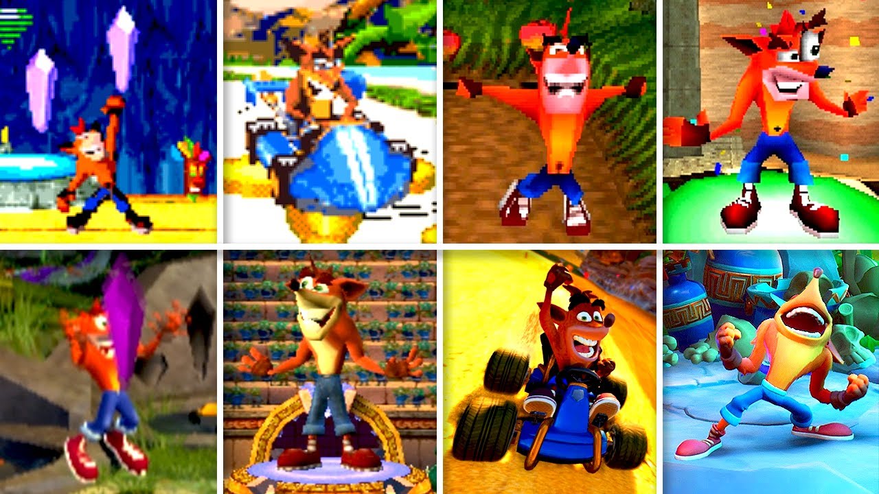 Evolution Of Crash Bandicoot Victory Animations & Stage Clear