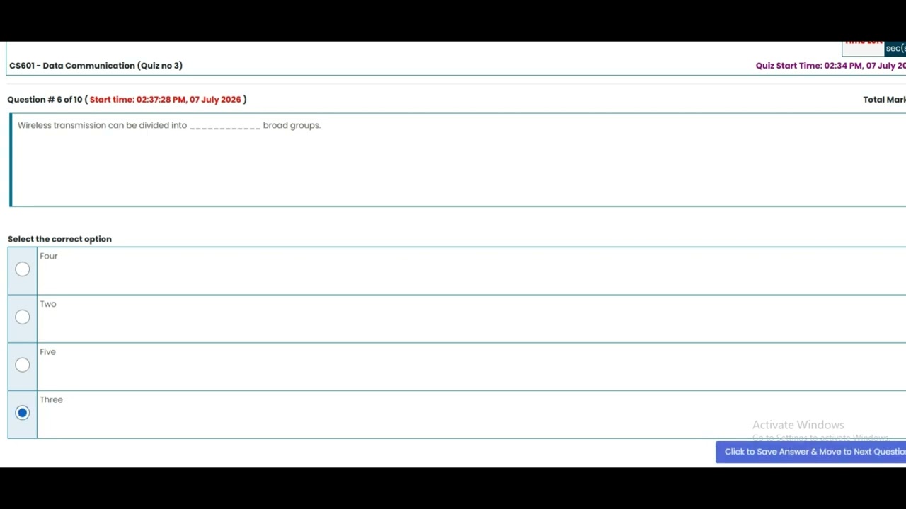 CS601 Quiz 3 Solution 2026 || CS601 - Data Communication