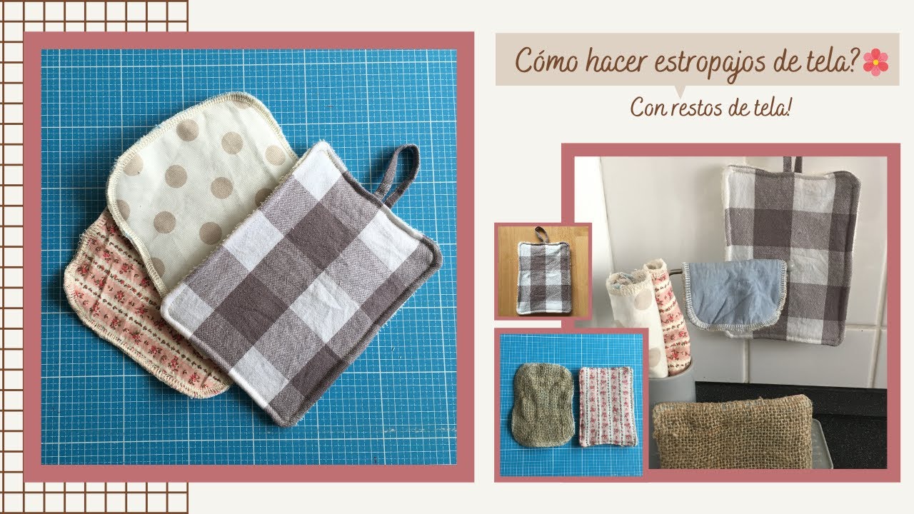 Esponjas -  Estropajos reutilizables, lavables /  Con restos de tela