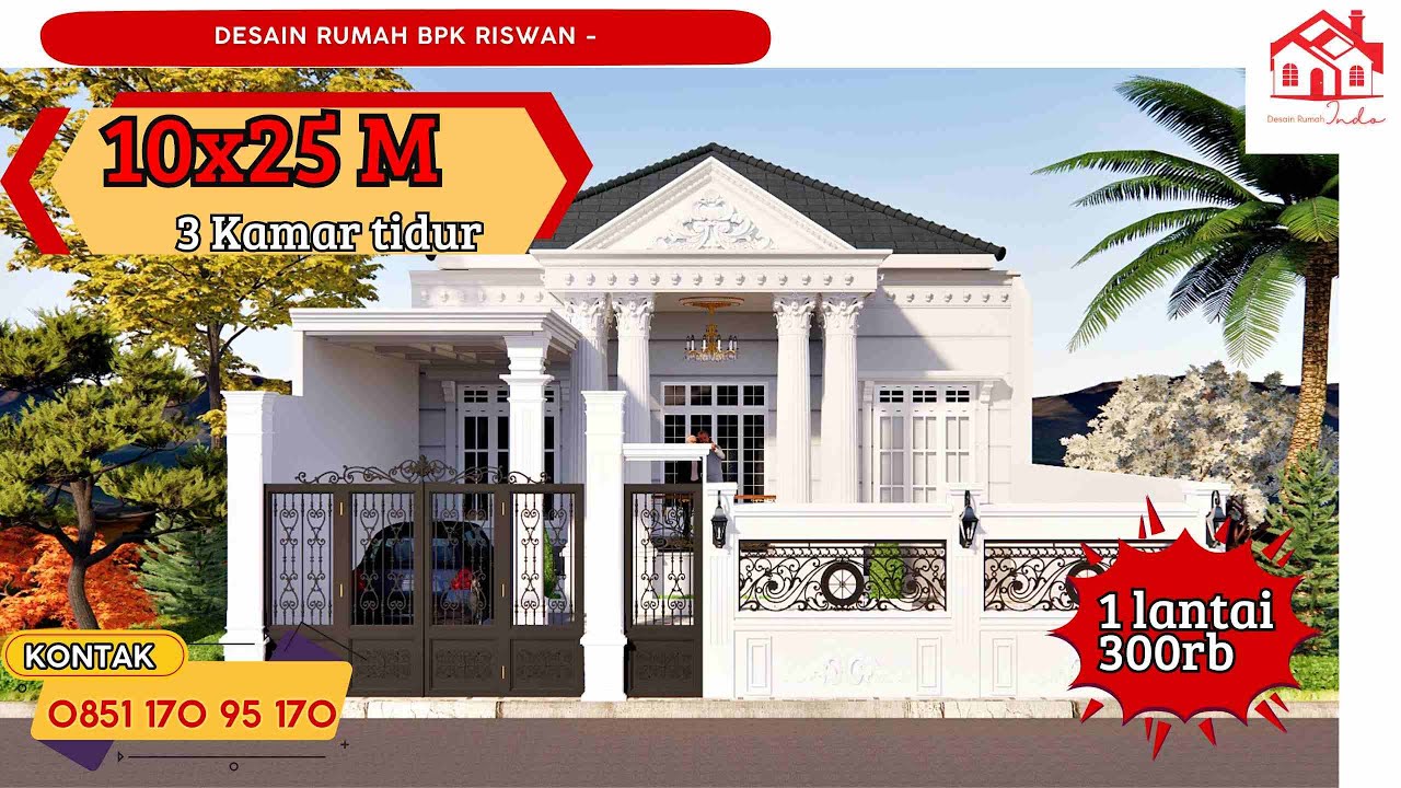 DESAIN RUMAH INDO MODEL CLASSIC UKURAN 10 X 18M 1 LANTAI (Bapak Riswan Brebes)