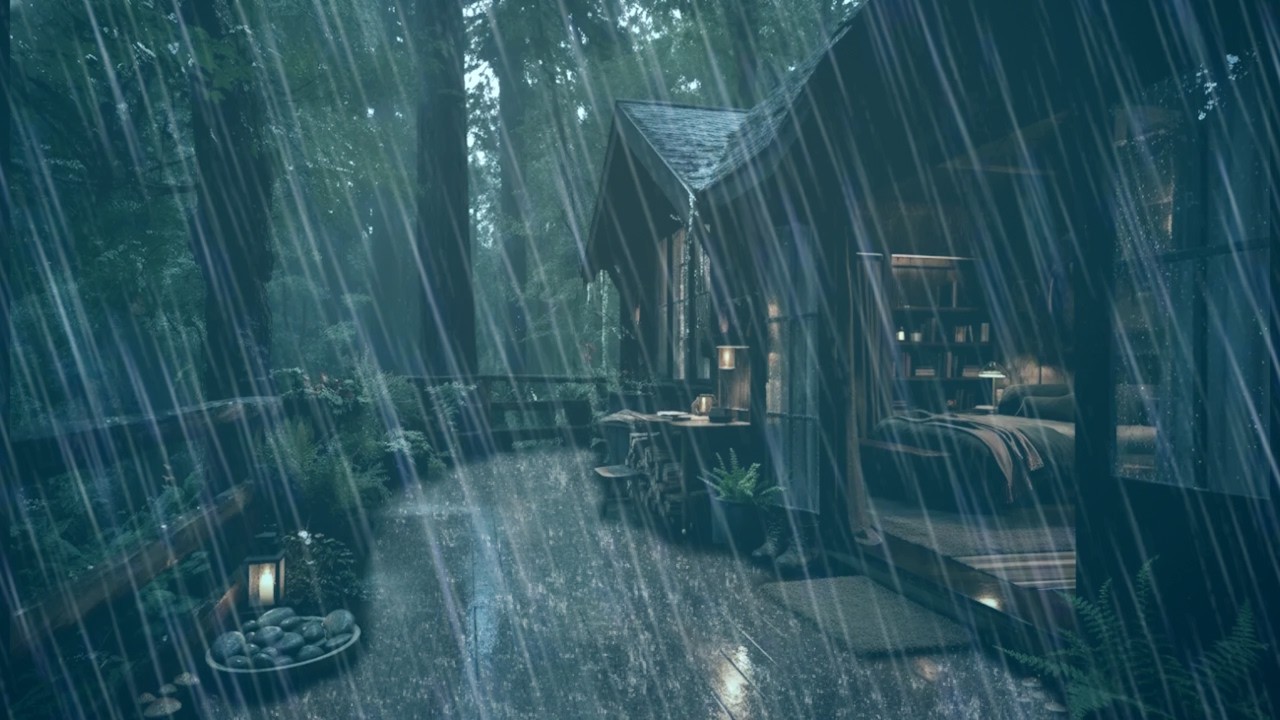Best rain in a forest cabin 🌳| Peaceful Rain Sounds for Deep Sleep
